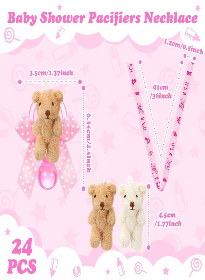 Remuuly 24 Pcs Baby Shower Party Favors Pacifier Necklaces with Plush Bears – Cute Bear Necklace for Guests, Baby Shower Decorations & Game Prizes for Boy or Girl(Pink) - Image 2